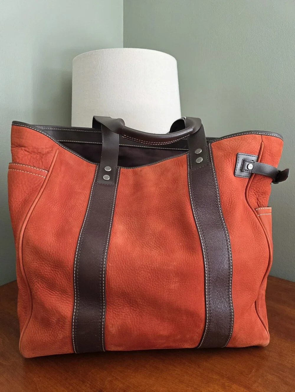 Coach Leatherware 5728 Vintage Orange Nubuck Leather Work Travel Tote Bag 2004